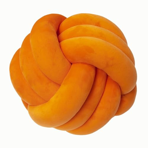 Neegaurd Knotenkissen Orange, Deko Kissen Rund, Zierkissen Aesthetic Sofakissen aus Samt, 28cm Runde Kissen Plüsch Ball Dekokissen Bett Deko Kissen Rundes für Home Decor Wohnzimmer