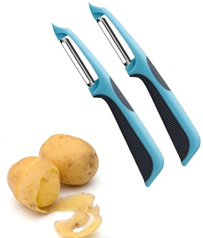QEBSJSKL Potato Peelers, Vegetable Stainless Steel Swivel Peeler, 2 Pcs | Non-slip ergonomic handle,rotary blades for apples carrots cucumbers, dishwasher safe, kitchen essential for home cooking