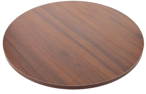 Mikinona Runde Retro Holz Tischplatte Massives Schwarzes Nussbaum-Holz Sicherheits-Kanten Kompakte Runde Tischplatte für Kleinen Bistro- Kaffee Esstisch für Küche und Wohnzimmer