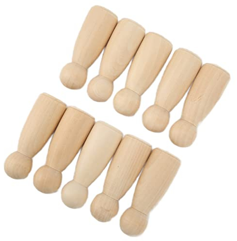 Julihai Wooden Peg Doll Set of 10 Smooth DIY Doll People for Hands-On Skills Development | Wood Toys for Decorations (75MM girl)