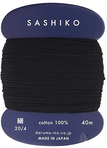 Sashiko Filo Diluente Peso 40m Col. 219 -Nero- Giapponese Ricamo & Quilting by Yokota