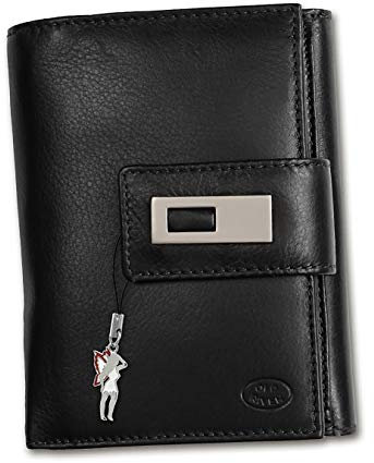 Old River Damen Herren Geldbörse Portemonnaie Leder schwarz 11x3x14cm D2OPD701F EIN schönes Geschenk zu Weihnachten, Geburtstag, Valentinstag für die Frau, für den Mann