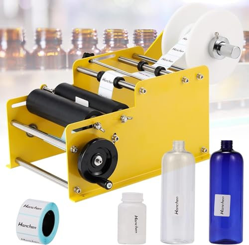 Hanchen Manuelle runde Flaschenetikettiermaschine verstellbar Etikettiermaschine 15-20 Stück/min MT-30 für Breite 10–110 mm Länge 10–300 mm Etikett