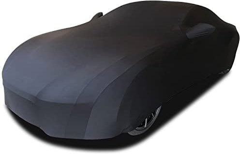 TECTICO Indoor Autoplane Elastisch Atmungsaktiv Staubschutz Weich Stretch Stoff Universal Autoabdeckung für Innen Garage Auto Show, Schwarz