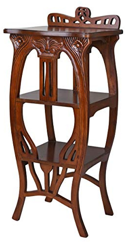 Beistelltisch Jugendstil Mahagoni Tisch Notenregal Holzregal Braun 94cm hoch Massivholz Standregal lup014 Palazzo Exklusiv