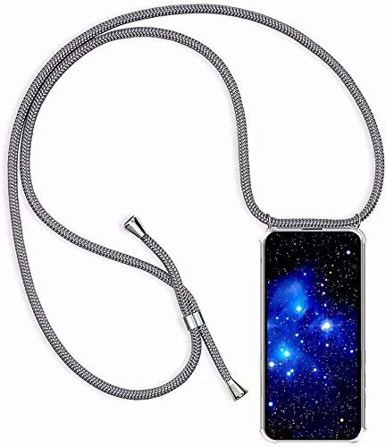 Bigcousin Coque Compatible avec Huawei Mate 20 Pro,Coque avec Cordon,Étui de Protection en Silicone avec Collier Case Portable Cover,Gris