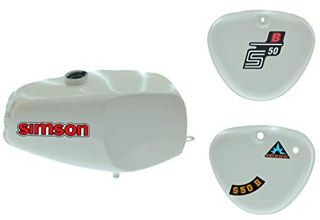 Büffeltank Set mit Seitendeckel für Simson S50 S51, weiß, innen versiegelt