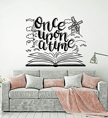 Wall Decals Old Story Book Library Kids Reading Room Interior Decoration Doors and Windows Vinyl Stickers Art Wallpaper 57X69Cm