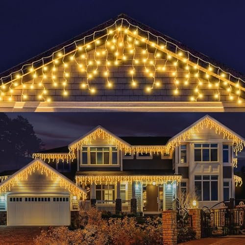 LEDYA Eisregen Lichterkette Außen, 14M 360 LED Lichterkette Weihnachten, Weihnachtsbeleuchtung Außen mit Timer 8 Modi, Memory-Funktion Wasserdicht Lichterkette für Terrasse Balkon Weihnachtsdeko