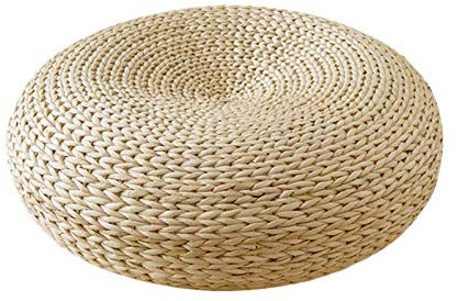 Rundes Sitzkissen aus japanischem Stroh, Futon-Stil, Sitzkissen für den Boden, Tatami, handgeflochten, für den Zen.