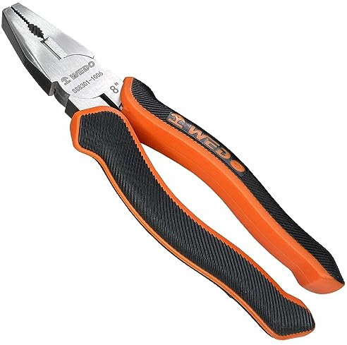 WEDO Kombinationszange mit Schneider,Edelstahl Kraft-Kombizange,Abisolierzange,Länge 250mm (10 Zoll),korrosionsbeständig,stoßdämpfendem Griff,Drahtcrimper,Universalzange,Seitenschneider