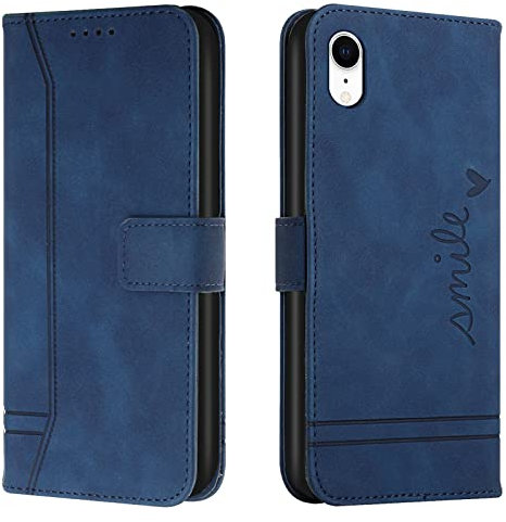Lihondar Cover per iPhone XR, Custodia iPhone XR (6,1 Pollici) Portafoglio, Flip Libro Wallet Case Antiurto Custodia in Pelle PU Premium, Slot per Schede, con Magnetica a Scatto (Blu)