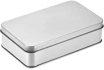 sourcing map Metal Tin Box, 3pcs 5.31 x 3.15 x 1.38 Rectangular Empty Tinplate Containers with Lids, Silver Tone, for Home Organizer, Candles, Gifts, Car Keys, Crafts Storage