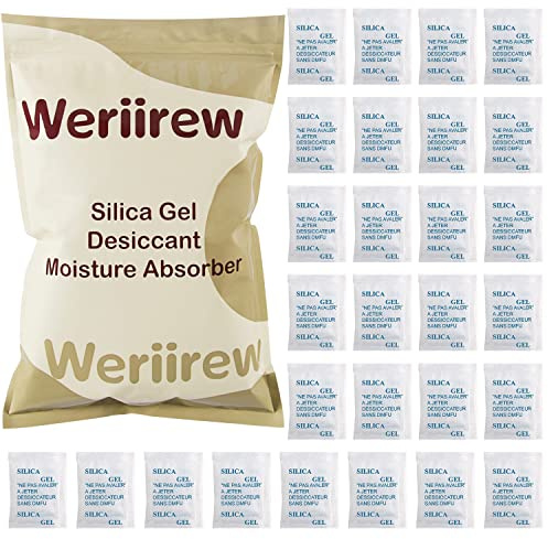Weriirew 200 Packungen Silica Gel Beutel für die Aufbewahrung von Lebensmitteln, Silica Gel Sachets Trockenmittel in Lebensmittelqualität, Feuchtigkeitsabsorber-Luftentfeuchter