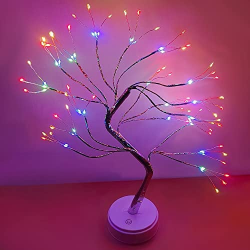 HONPHIER Tree Lamps Fairy Tree Table Lamp Bonsai Tree Lights Indoor Light Up Tree with 108 LED Copper Wire String Lights USB or Battery Operated Decorations for Christmas Party Wedding (Multicolor)