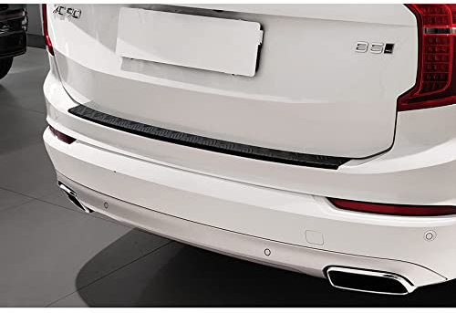 Avisa Matt-Schwarz Aluminium Heckstoßstangenschutz kompatibel mit Volvo XC90 II 2015-2019 & alle Facelift-Modelle 'Riffled Plate'