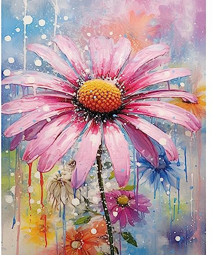 Tucocoo Bunte Blumen Malen nach Zahlen Kits 40x50cm Leinwand DIY Digitales Ölgemälde für Erwachsene Anfänger mit Pinseln und Acrylpigment - Echinacea Blumen für Heimdekoration Geschenke (ohne Rahmen)