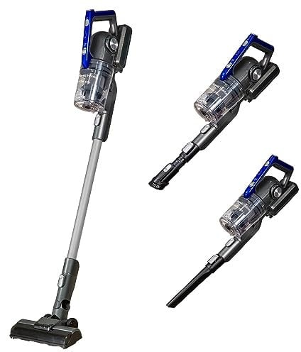 Russell Hobbs Cordless Stick Vacuum 350W, 25.2V 3 Hour Quick Charge 50 Min Run Time, 22KPA Brushless Motor, 2 in 1 Multi Tool Glide Pro Plus Grey & Blue, For Carpet, Pet Hair RHHS4101