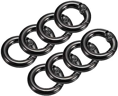QUARKZMAN 8Stk Runde Feder O Ringe 0.71 AD Trigger Schnalle Schnapp Klammern für Taschen Geldbörsen Schlüsselringe Basteln Zubehör Metallisch Schwarz
