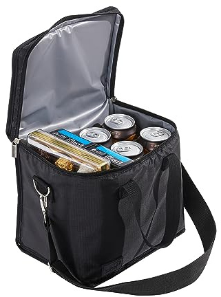 Periea 'Liz' Isolierte Lunchtasche - Thermotasche für frische Lebensmittel - Tragbar & Kühl für Arbeit, Schule, Picknicks und Reisen (Schwarz, Groß)