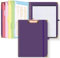 HAUTOCO Klemmbrett A4 Ordner Mit Nachfüllbarem Linierten Notizblock, 5 Ordnern, 10 Taschen, Klemmbrett A4 mit Deckel, Spiral Clip Board für Schule, Büro, Dunkles Lila