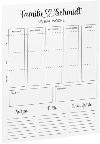 SmagMedia24 Family Time - Familien-Wochenplaner - Individuell gestaltbarer Kalender auf Acrylglas (80x60cm Querformat)