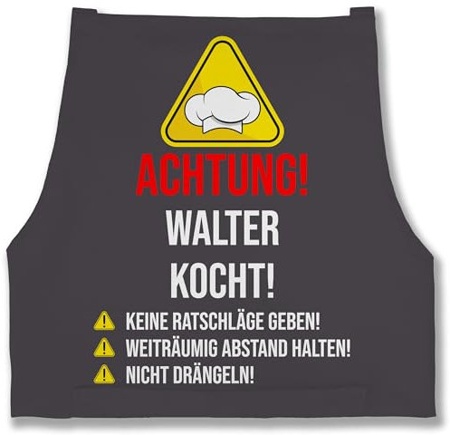 Schürze - Kochschürze - Achtung Wunschname Kocht - 85x69 - Anthrazit - ich koche personalisierte kochschuerze küche kochschürzen koch schürzen weihnachten kochscbürze personalised apron kochen