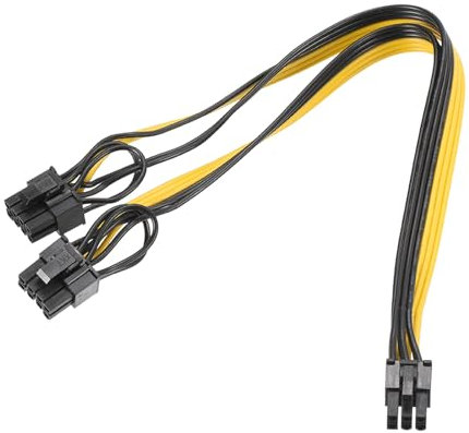 sourcing map 6 Pin to 2 x PCIe 8 Pin (6+2) Male PCI Express Power Adapter Splitter Cable 320mm/12.6 for Graphics Card