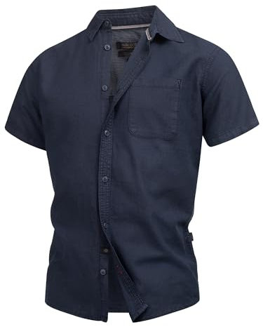 Indicode Herren INGunther Kurzarm-Hemd mit Brusttasche | Herrenhemd Männerhemd Navy, S