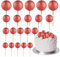 ASTARON 20 Pcs Ball Cake Topper Decorations Mini Balloons Cake Topper Sticks Red Glitter Balls Cake Picks Cake Topper Balls Cake Decorations for Wedding Birthday Cake Decorations