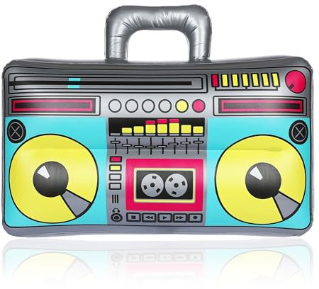 FunX Aufblasbarer Ghettoblaster - 80er 90er Jahre Accessoire für Karneval, Partys und Kostüme - Bad Taste, Aerobic, Hip Hop Outfit - 38 x 28 cm (Klein)
