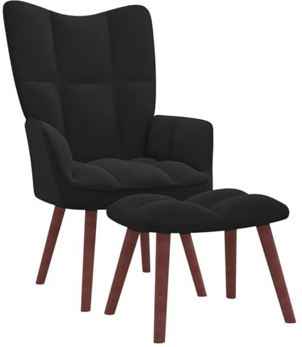 ZEYUAN Relaxsessel mit Hocker Schwarz Samt, Fernsehsessel, Kinosessel, Lesesessel, Tv Sessel, Ohrensessel, Armsessel, Seselstuhl Wohnzimmer - 328068