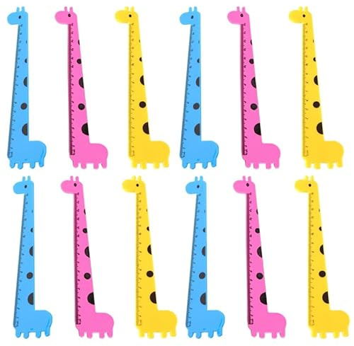 NUOBESTY 12 Stück Giraffen Lineale 7.36 Zoll Kunststofflineal Mit Klarer Skala Cartoon Lineal Für Schule Klassenzimmer Büro Zuhause Basteln Studentenbedarf Und Lehrerbedarf