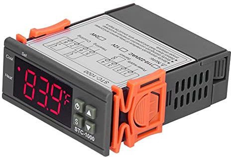 Tbest Thermostatregler, Digitaler Temperaturregler Kühl- und Heizthermostat mit NTC-Sensor STC-1000 (24V)