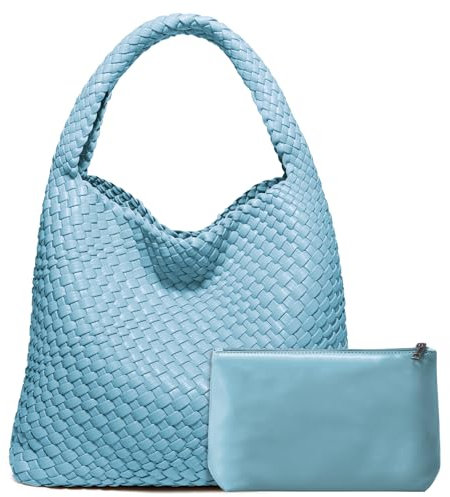 Geflochtene Taschen, Handtaschen aus veganem Leder, Tote Schultertasche mit Henkel und Geldbörsen für Damen