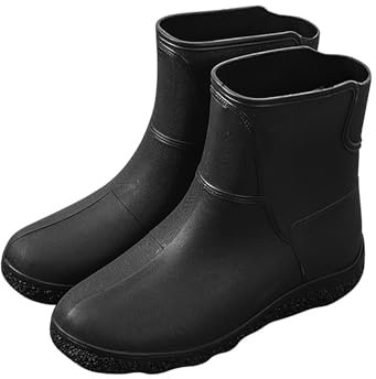 Stivali Da Pioggia Mens Economico Giardino Lavoro Pioggia Stivali Gomma Pvc Stivali Nuovi stili per uomo Stivali Alti Stivali da Acqua Uomo Lavoro, Nero , 43 EU