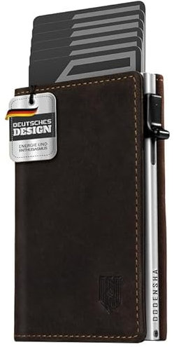 DODENSHA MagSnap Geldbörse Herren I Slim Wallet mit Münzfach I Wallets for Men für 10+ Karten I Magnetischer Verschluss portmonee Herren Slim I RFID Schutz I BraunSilber