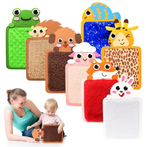 Uiopy Tapis sensoriel animal zoo 8 pièces texturées pour enfants autistes - Équipement d'activités sensorielles
