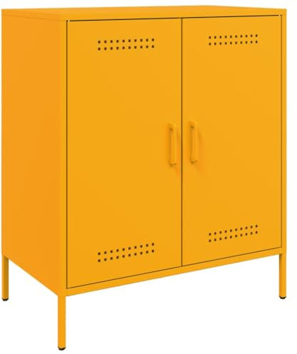 vidaXL Sideboard, Kommode mit Stauraum, Anrichte Schrank für Wohnzimmer, Beistellschrank Mehrzweckschrank, Industrie-Stil, Senfgelb Stahl