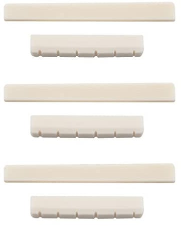 Fegtrtyoa 3X Classical Guitar Bone Slotted Saddle Nut Set