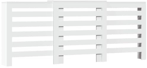 vidaXL Heizkörperverkleidung, Heizungsverkleidung Modernes Latten-Design, Heizkörperabdeckung für Wohnzimmer, Heizungsabdeckung, Weiß 205x21,5x83,5cm Holzwerkstoff