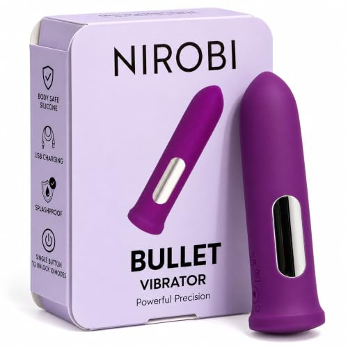 Nirobi Bullet Vibrator, Rechargeable 10 Mode Adult Sex Toy, Purple | Bullet vibrator, mini vibrator, personal massager, G-spot stimulation, 10 modes, rechargeable bullet, waterproof, Purple