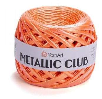 YarnArt Metallic Club 8129 T-Shirt-Garn, 100 % Polyester, 180 g, 60 yrds / 55 m, glänzende Farben für Handtaschen, Teppiche, schicke Nachttaschen, Häkeln