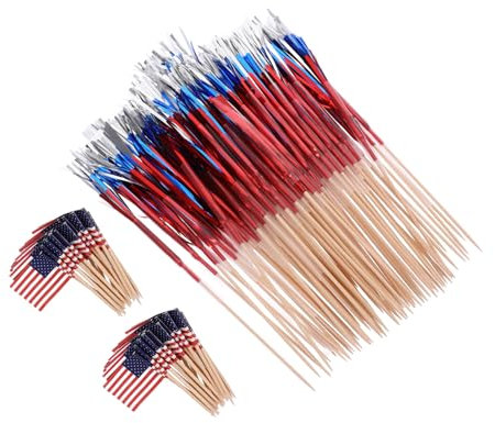 LALADEFIEE Cocktailspieße Flagge US mit 200 Patriotische