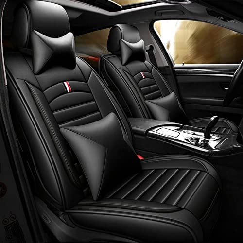 Maipula Sitzbezüge Für Jeep Cherokee Grand Cherokee 2003-2019 5-sitzer Allwetter Sitzauflage Kunstleder Autositzbezüge Schonbezüge Set für Vordersitze & Rückbank, Schwarz