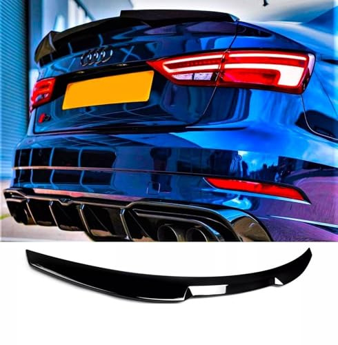 For Auto Perfectionists UK Rear Boot Spoiler Compatible With Audi A3 S3 RS3 8V Saloon Gloss Black M4 Style 2013-20 ABS Gloss Black