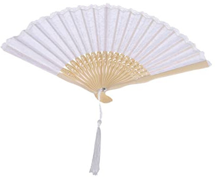 PRETYZOOM Abanico De Encaje Calado Estilo Chino Vintage Plegable Accesorio para Actuaciones y Uso Diario