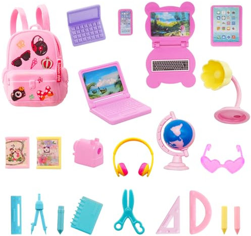HTTDSLF 22 Stück Puppenhaus Zubehör, Wichtel Zubehör, 1:12 Miniatur Puppenhaus Zubehör, Miniatur Wichtel Deko Set, Mini Laptop Tablet Handy Brille Puppenzubehör