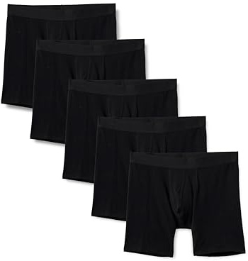 Amazon Essentials Boxers en Jersey De Coton Homme, Lot de 5, Noir, XS