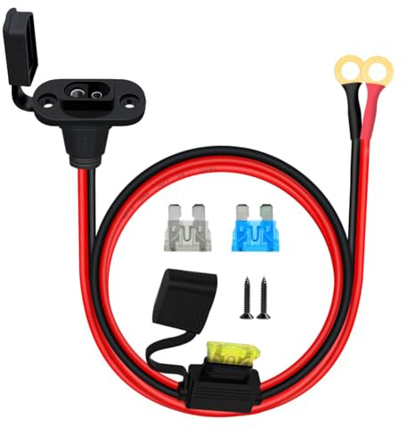 HuaLiSiJi Presa SAE da Pannello 12AWG 25A Connettore SAE O Ring con Fusibile 12V 24V Compatibile con il Caricatore della Batteria del Generatore Solare, per gli Accessori Solari, Moto, Auto (1m)